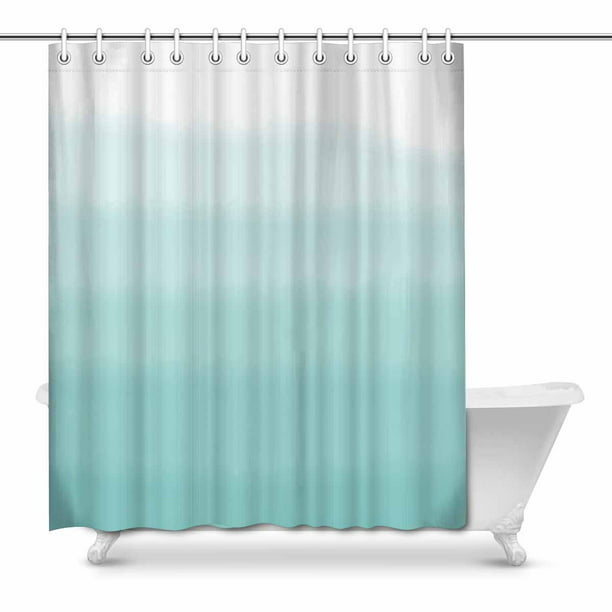 Ombre Canvas Fabric Shower Curtain with 12 Metal Roller Hooks Yellow 